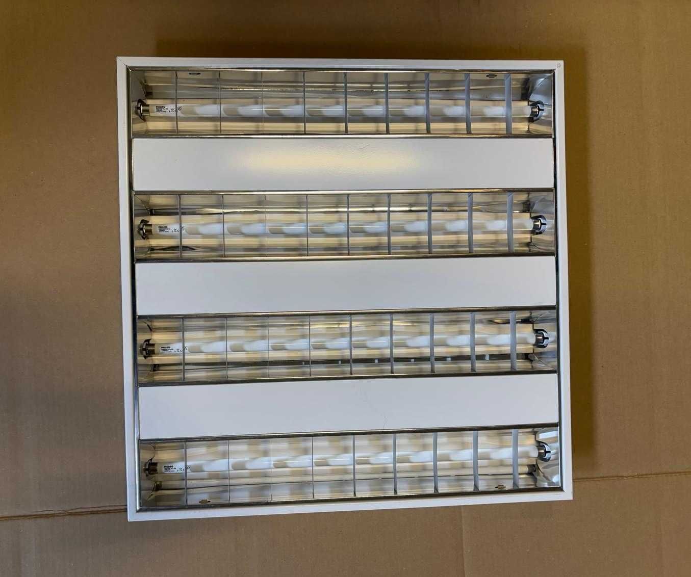 Plafon sufitowy 60x60 oprawa rastrowa PHILIPS z świetlówkami x14 sztuk