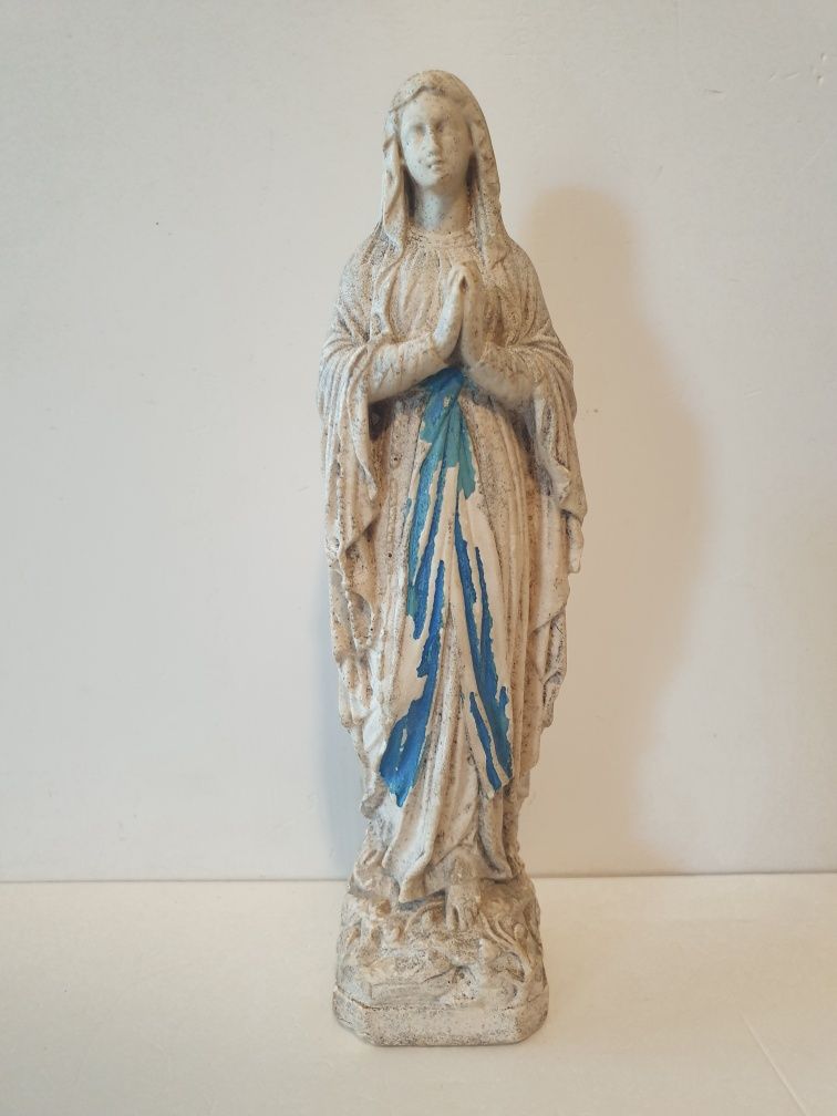 Linda antiga francesa escultura de Nossa Senhora de Lourdes - marcada