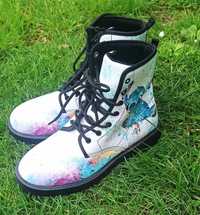 Botki trapery kozaki damskie malowane 39 watercolor vegan boots