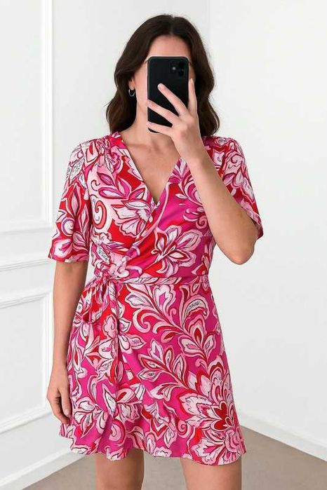 Sukienka mini kopertowa ala kimono Zara M/L | classy elegance glam