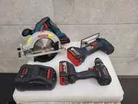 BOSCH Zestaw Piła tarczowa GKS 18V-LI Wkrętarka GSR 18 V-EC Wyrzynarka
