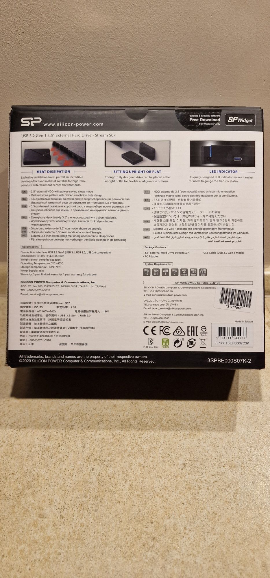 Silicon Power Stream S07 zewnętrzny dysk twardy 8 TB Czarny Nowy