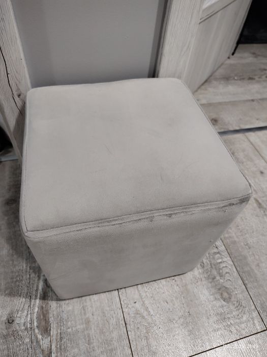 Pufa kostka 30x30x30 szary welur -bdb stan!