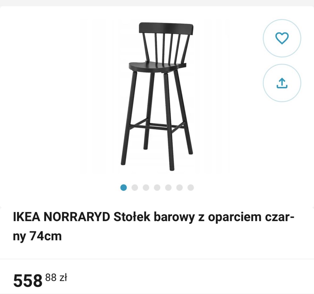 Krzesło hoker barowe stolek barowy z oparciem norraryd ikea