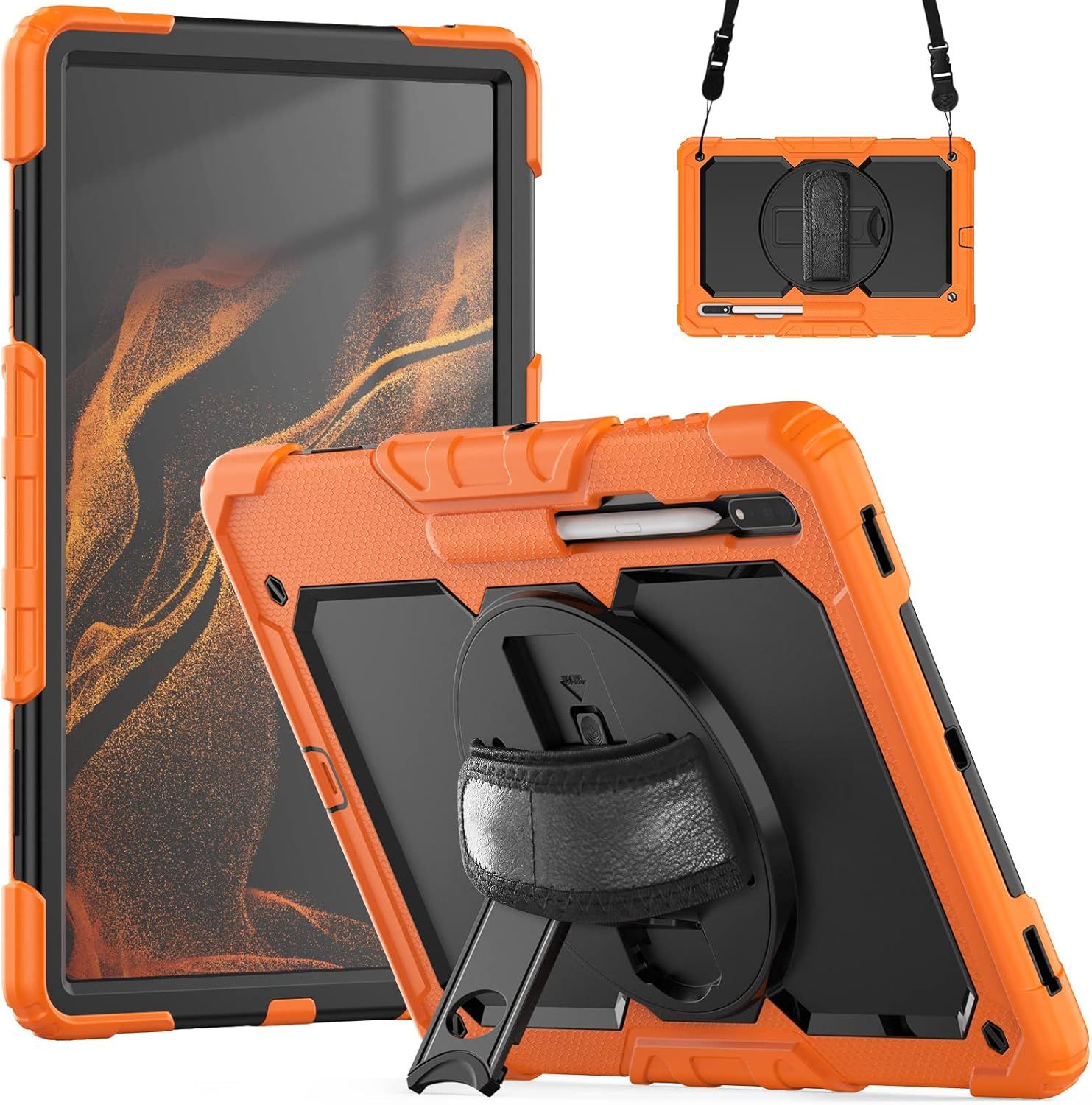 Etui do Samsung Galaxy Tab S8 + / S8 Plus 12,4” z Paskiem Pomarańczowe