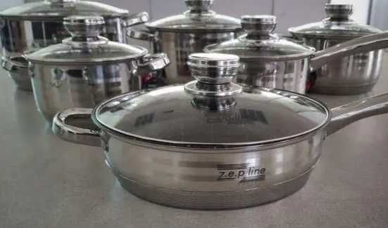 Набор посуды кастрюли сковорода ковшик zepline для всех плит