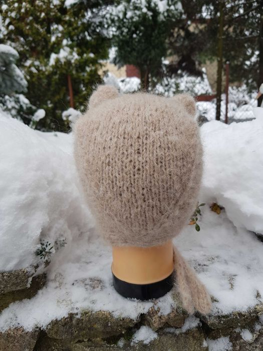 Czapka 56/58 Miś beż wełna