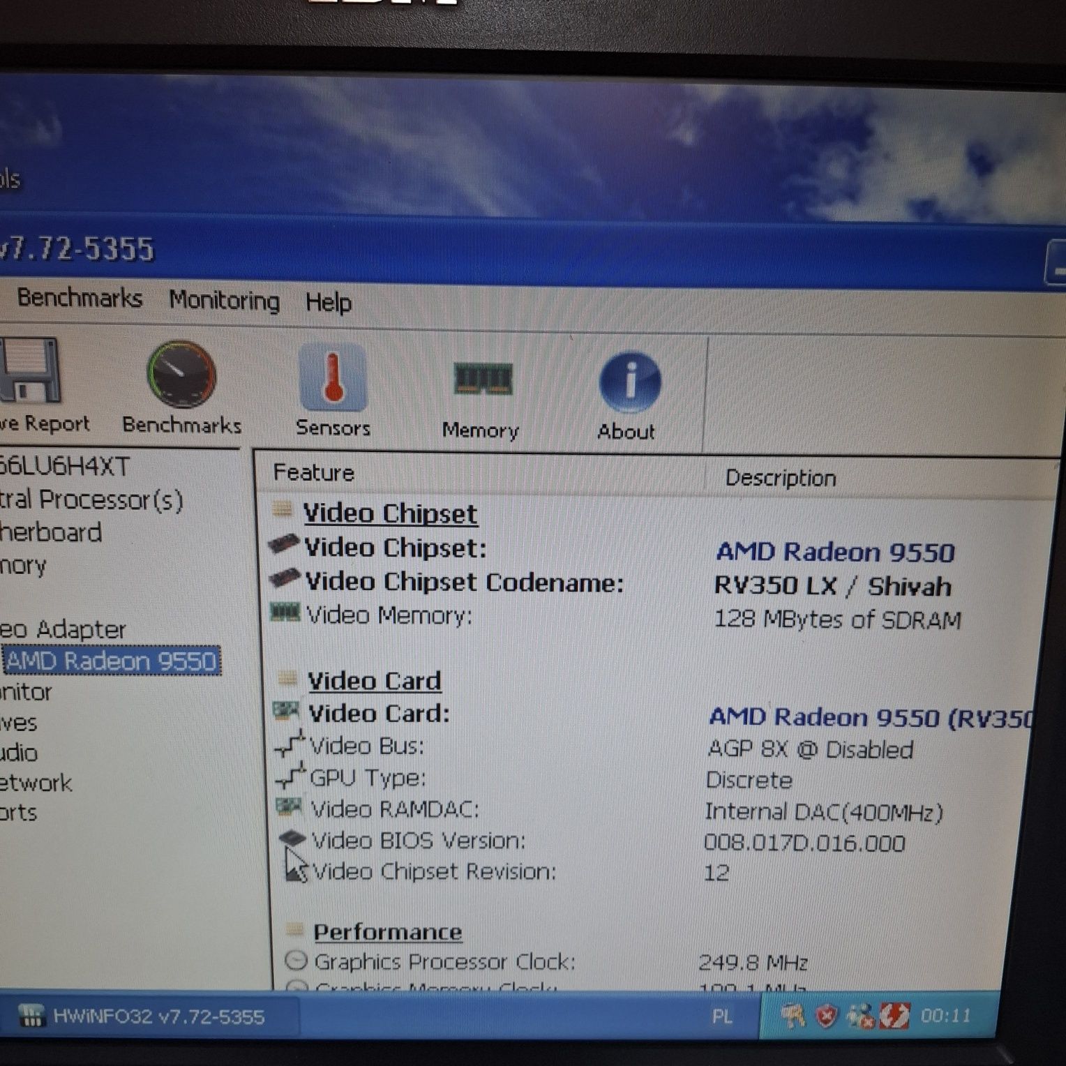 ATI Radeon 9550, 128mb, 128bit AGP