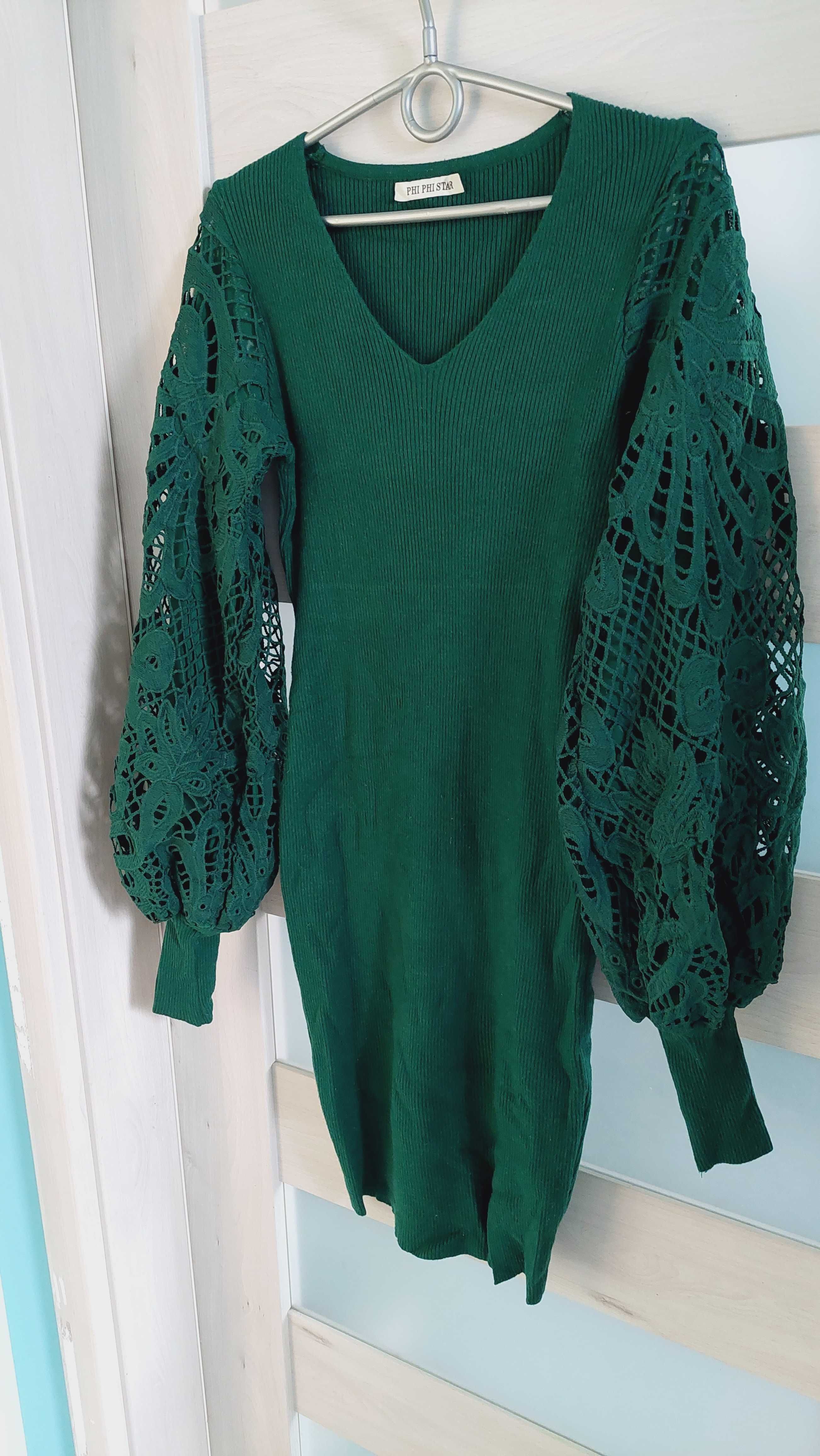 Sukienka damska prążek butelkowa zieleń Rozmiar uniwersalny M L XL8