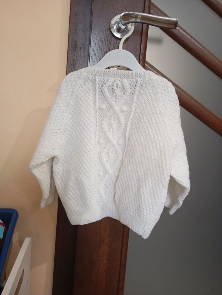 Sweter elegancki świąteczny rozpinany na guziki wesele chrzest 80 86