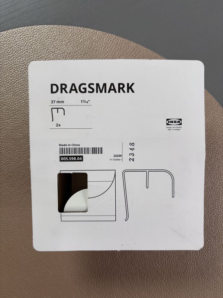 Ikea DRAGSMARK Uchwyt zaciskany, biały, 40 mm 2sztuki nowe