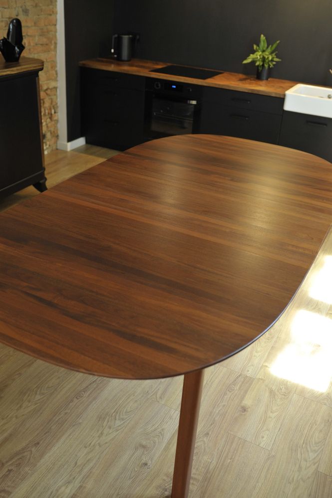 Duży stół duński po renowacji rozkladany design retro prl