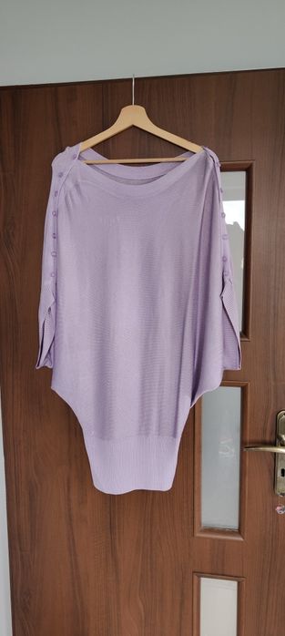 5XL 50 6XL 52 fioletowa bluzka motyl nietoperz