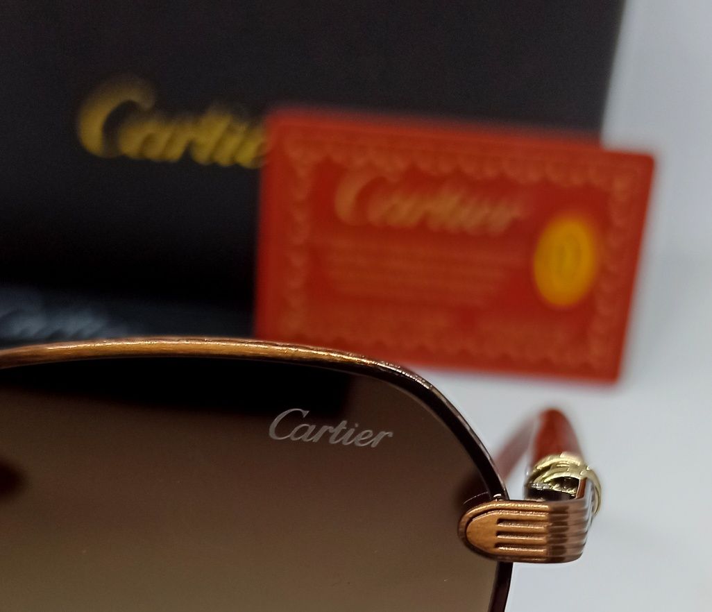 Cartier очки мужские коричневый градиент в метал оправе дужки  коричн