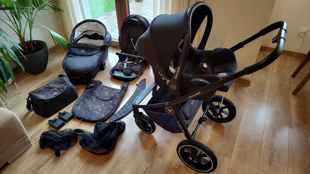 Wózek Muuvo Quick 2.0 2w1, długa gondola 75cm wewnątrz