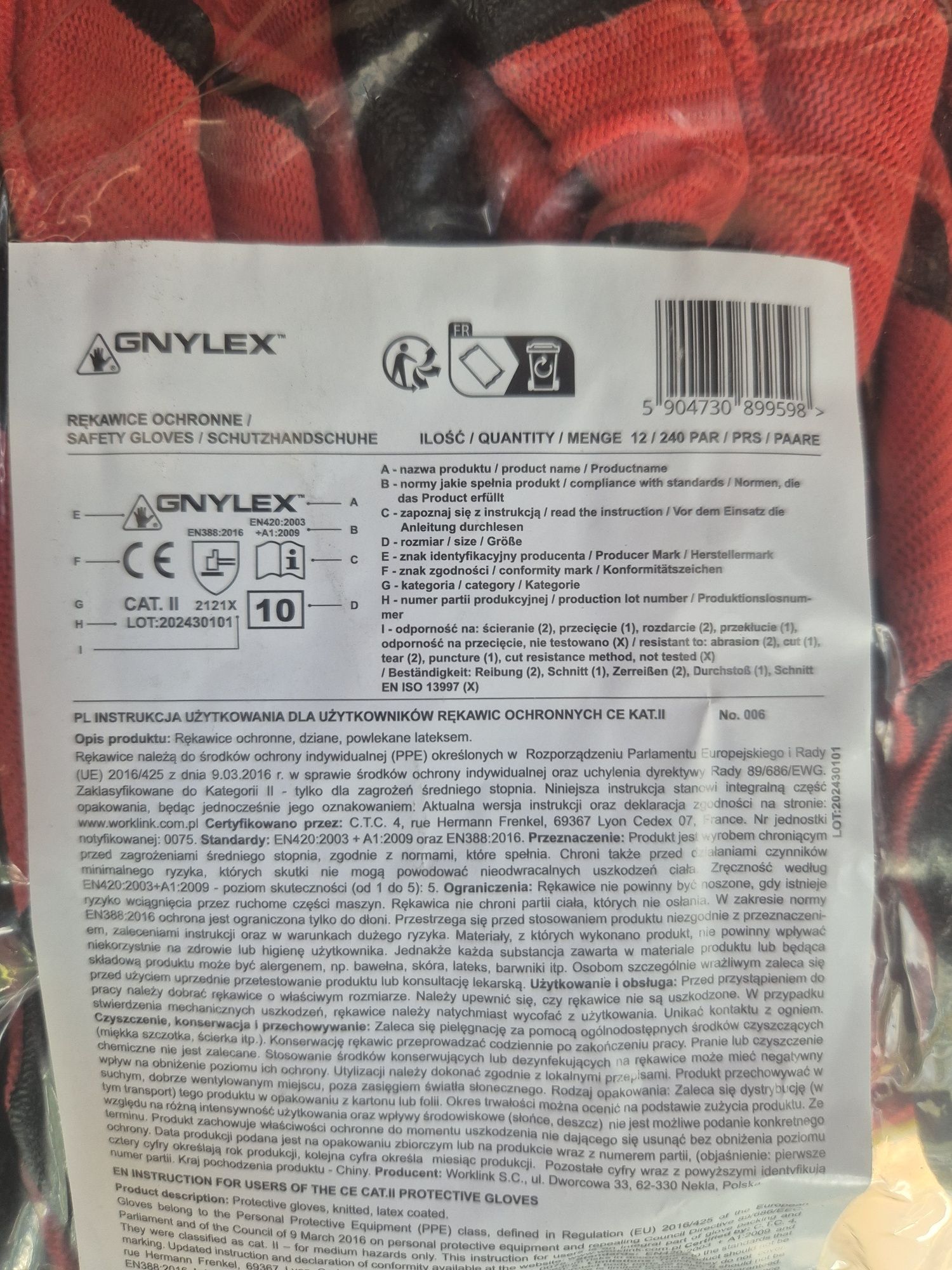 Rękawice redlatex rozmiar 10