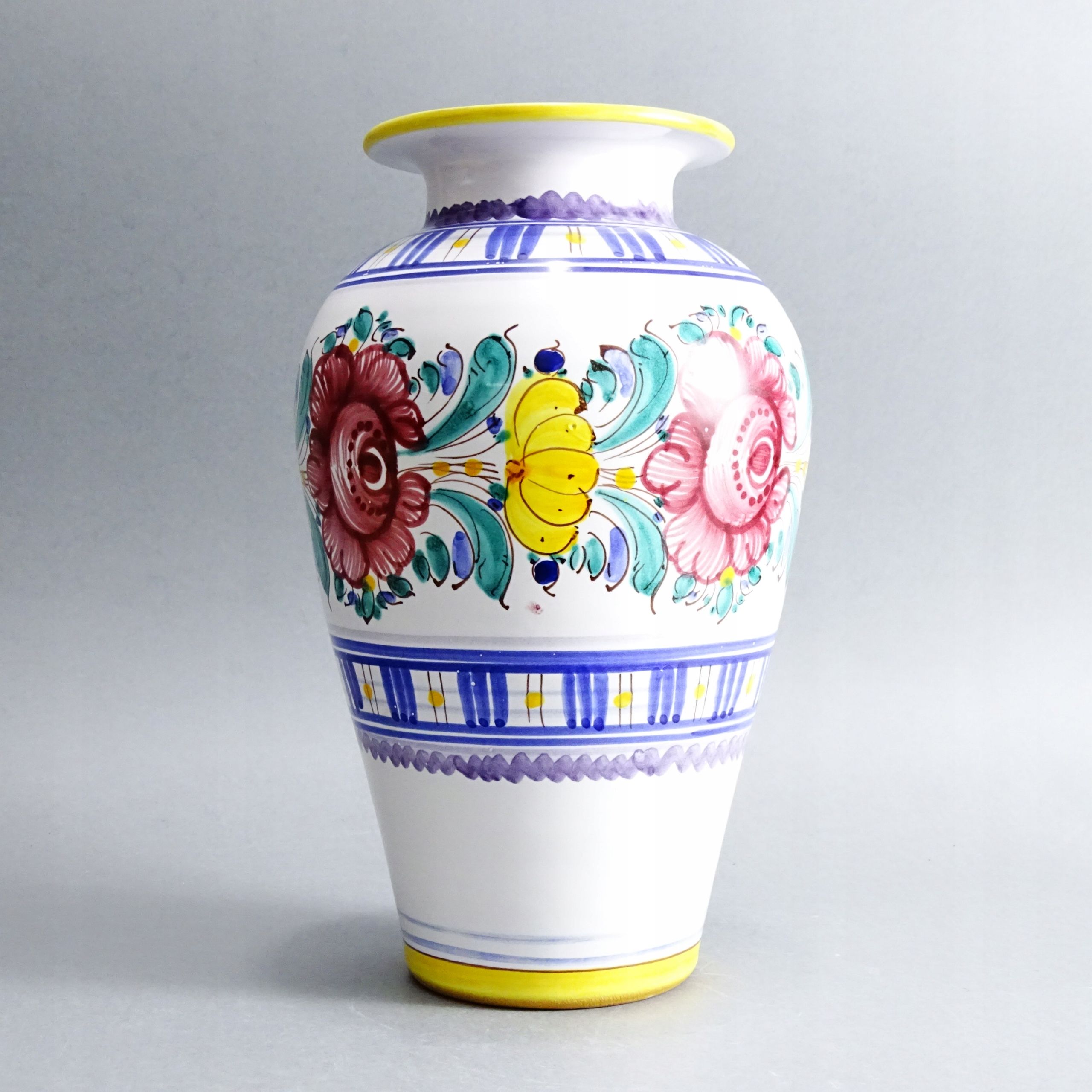 ceramika słowacka piękny duży malowany wazon w stylu ludowym
