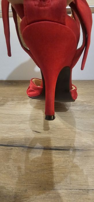 Czerwone szpilki kokardy święta 38 wkładka 24,5 obcas 9cm