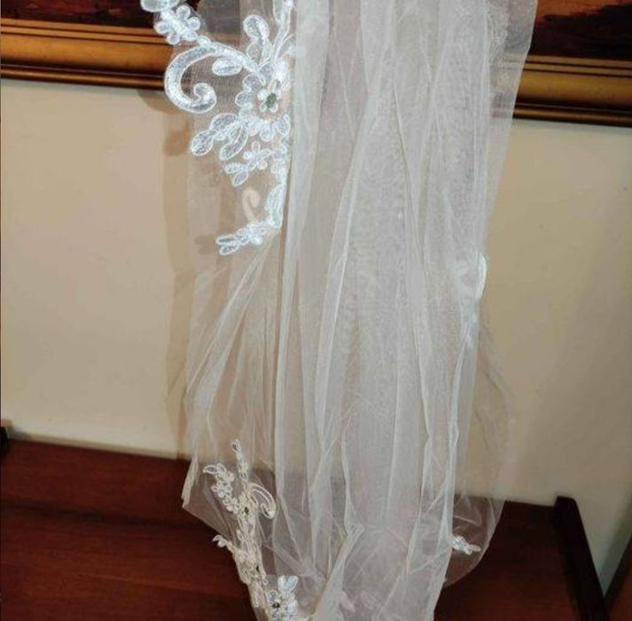 Véu Noiva Tule Renda Lantejoulas