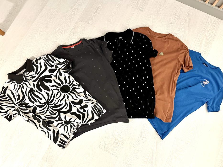 ZESTAW 2 x Polo męskie, 3 x T-shirt męski koszulka rozmiar L