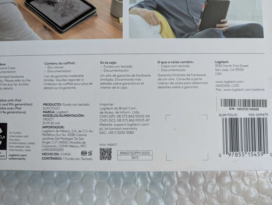 нова США logitech Slim Folio чохол - клавіатура для iPad 7 8 9 th gen