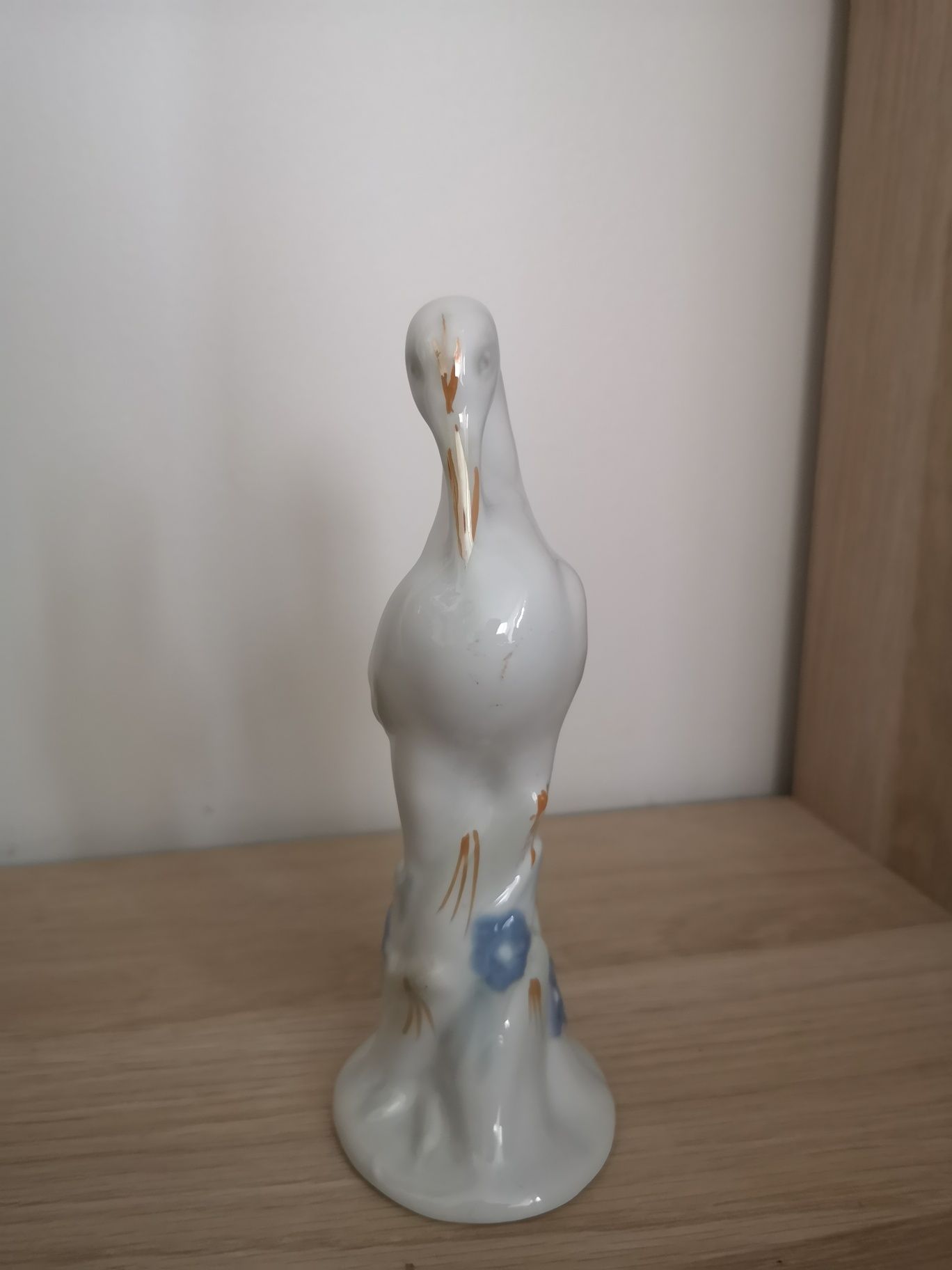Porcelanowa figurka bociana Vintage 16 cm