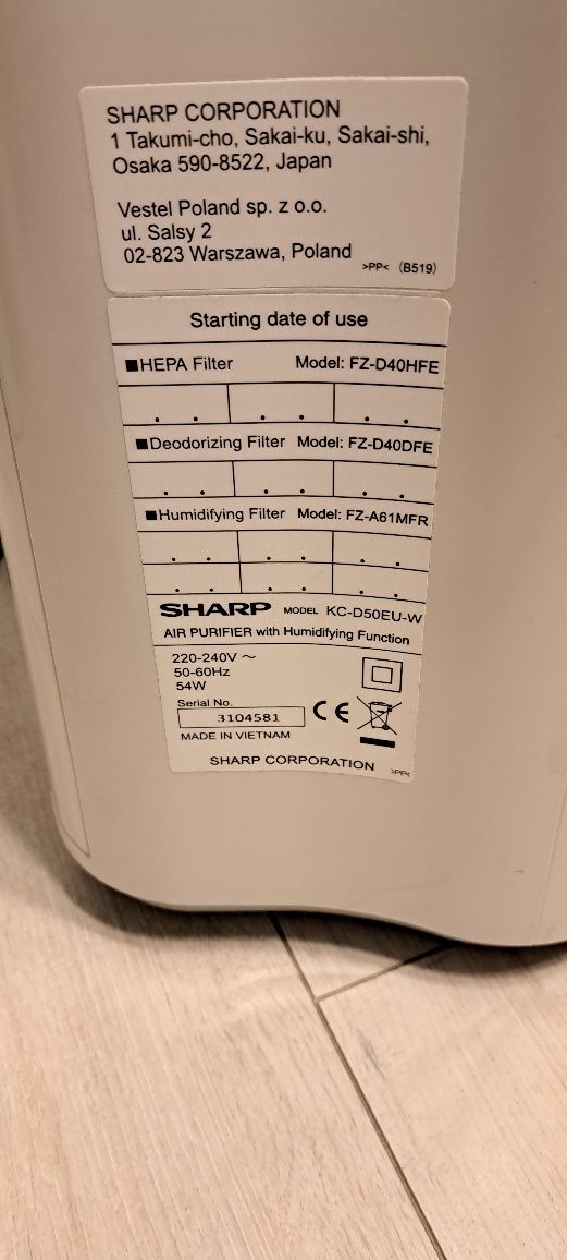 Oczyszczacz/nawilżacz Sharp KC-D50EU-W