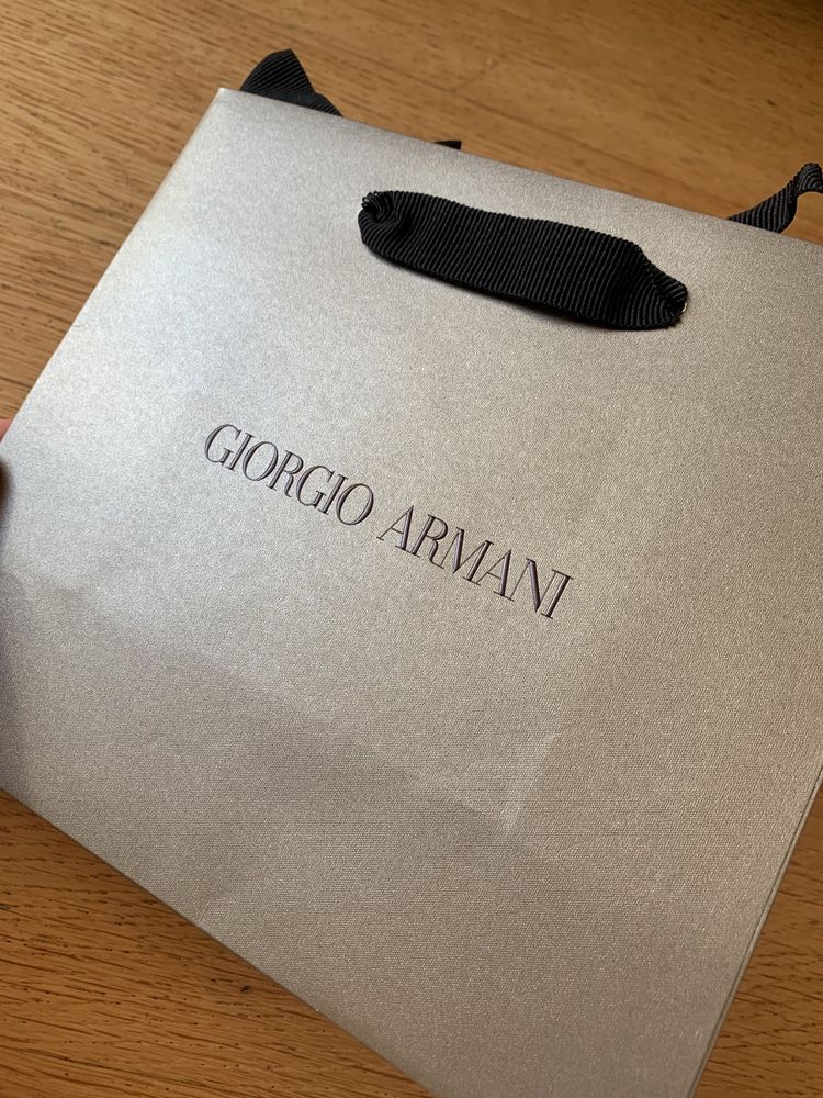 Torba papierowa Giorgio Armani nowa oryginał srebrna