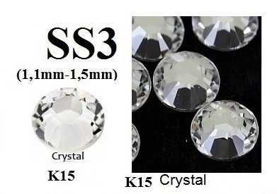K15 CYRKONIE SZKLANE CEKINY 60szt ss3 1,1mm mikro