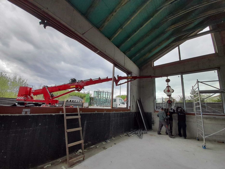 Mini Żuraw, BG LIFT M250, Dźwig, Pająk, Montaż - wynajem z operatorem.