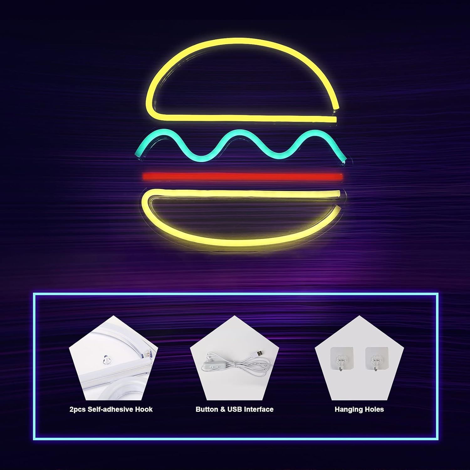 Letreiro Neon hamburguer burguer led