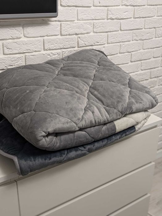 Тепла зимова ковдра на хутрі полуторна, євро