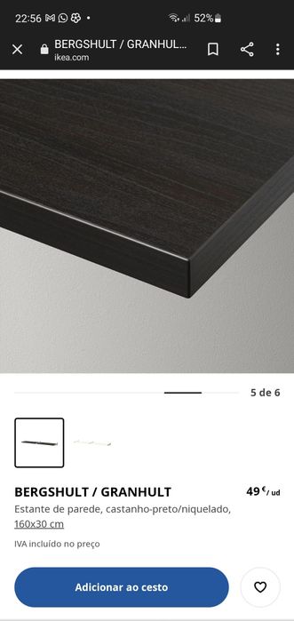 Prateleira com suporte IKEA