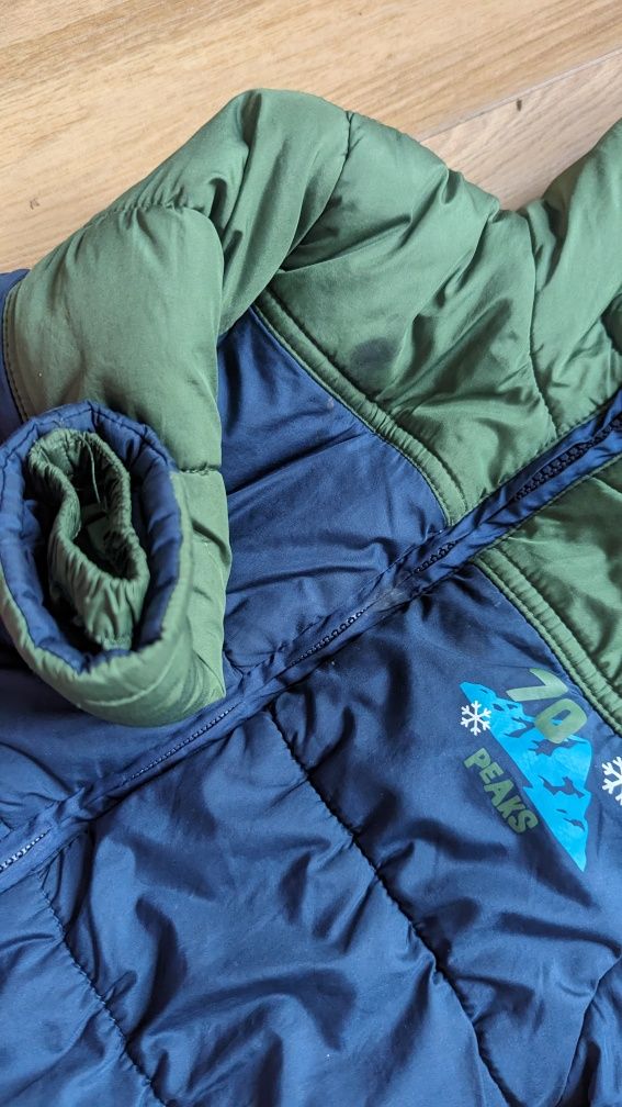 Kurtka zimowa + spodnie zimowe dla chłopca rozmiar 86, zielony granat