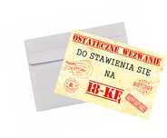 Zaproszenie Na Urodziny 18-Stkę Wezwanie 15Cm X 10Cm + Koperta 10 szt