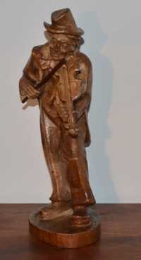 Estatueta esculpida em Madeira Maciça – Músico Violinista