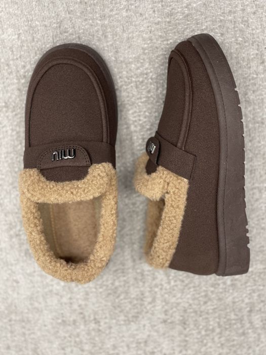 Утеплені лофери Miu шоколад чорний коричневий зима