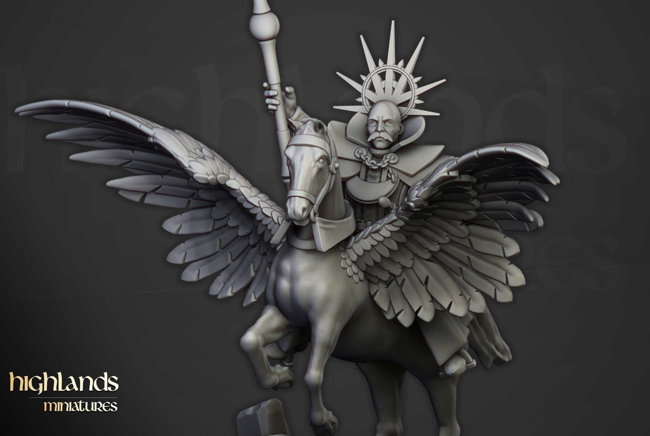 High Mage of Sunland on Pegasus - WFB ToW AoS - Highland Miniatures x1