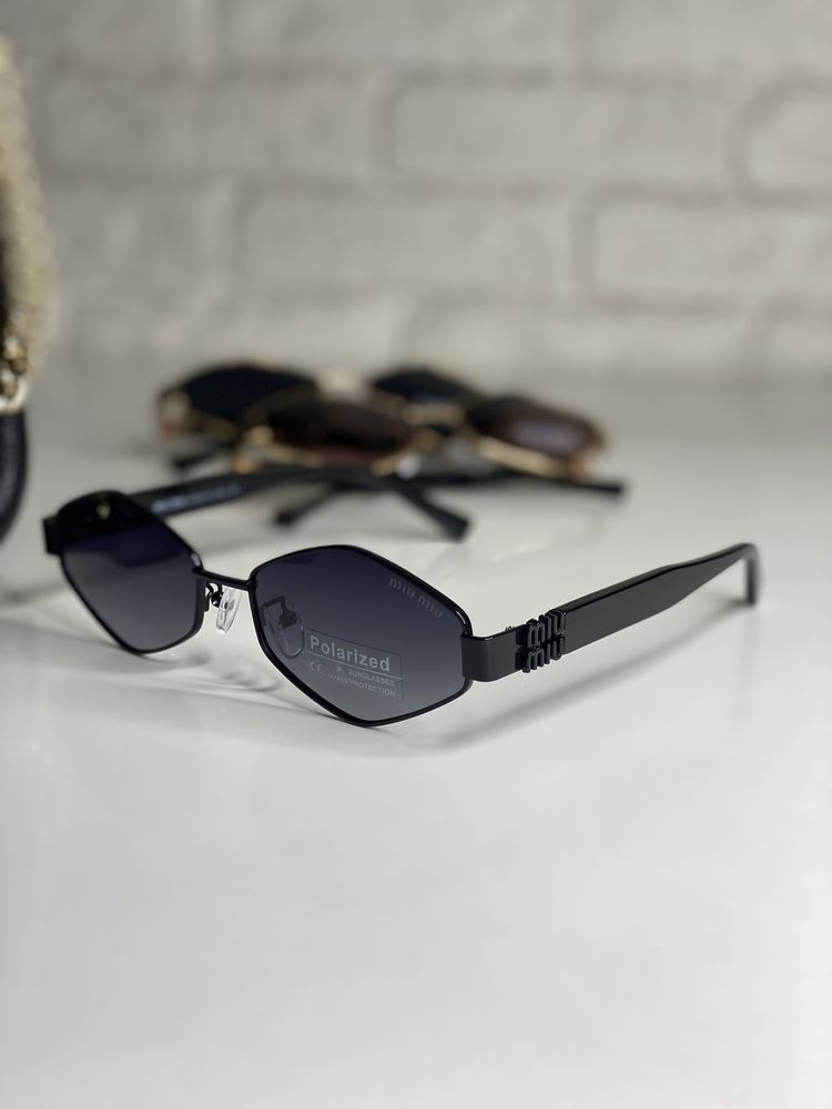 Женские солнцезащитные очки MIU MIU ромбы POLARIZED Черные коричневые