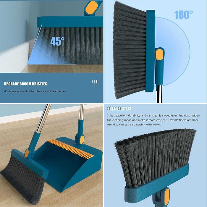 Miotła szczotka zmiotka na drążku z szufelką , zbierakiem na wodę