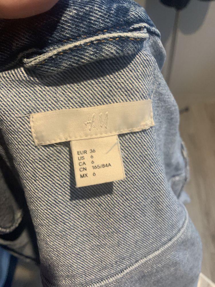 Kurtka katana jeansowa damska 36/s 38/m h&m z ozdobami