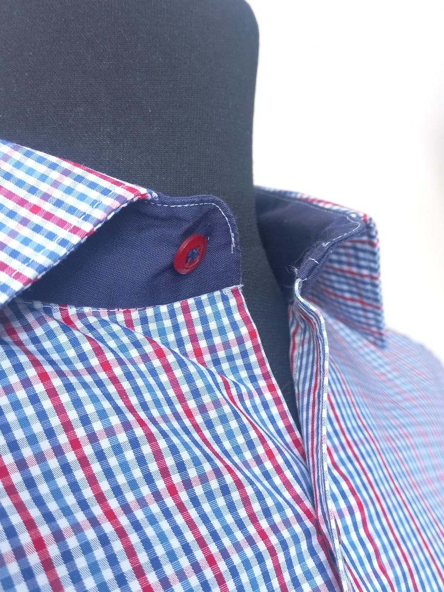 duża - rozmiar 46 kolorowa w kratkę męska koszula Eterna comfort fit