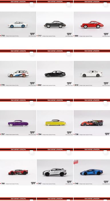 Моделі MiniGT Mercedes, BMW, Nissan, Porsche в масштабі 1/64