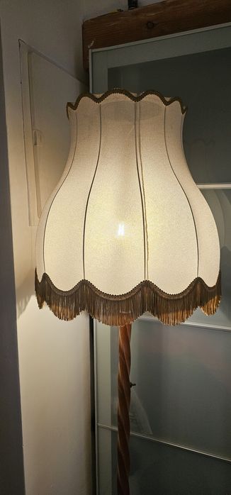 Lampa stojąca prl vintage z kloszem na dwie żarówki