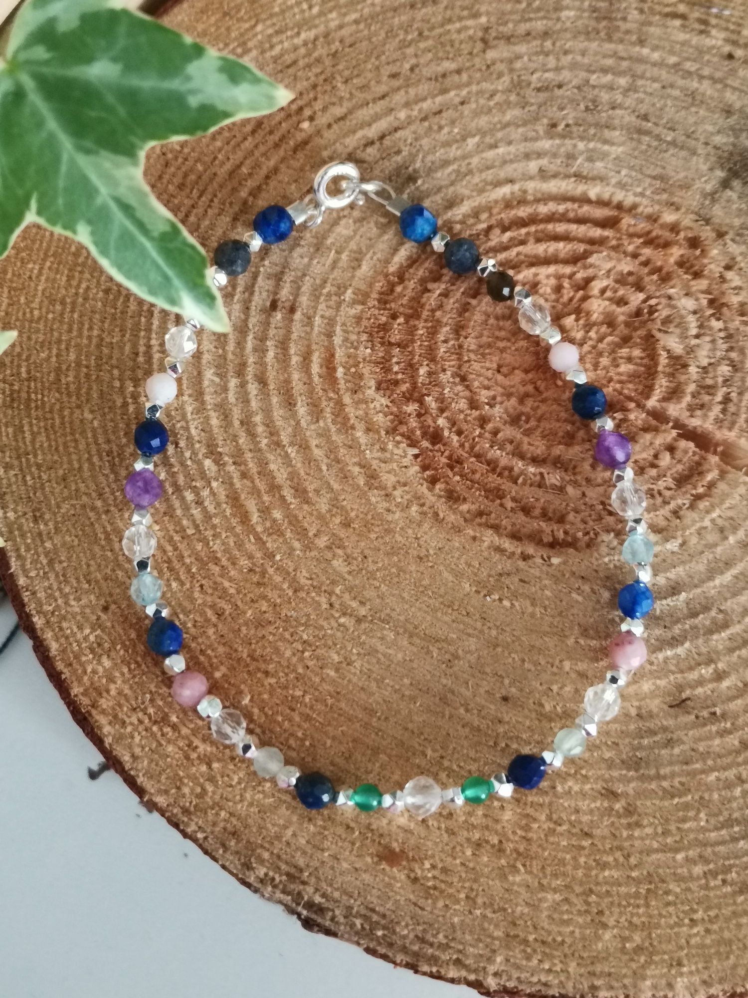 Bransoletka Strzelec kamienie szafir lapis topaz srebro 925 Awenturyn