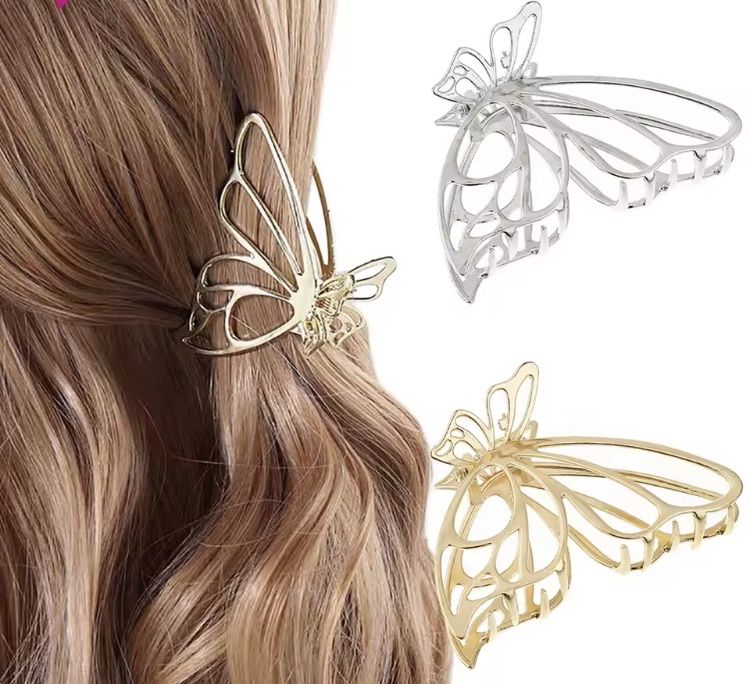 Металлический краб для волос бабочка