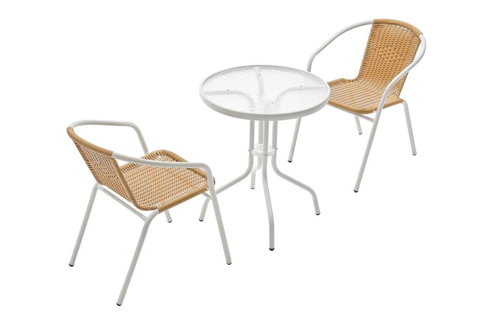 Krzesło Technorattanowe na Balkon Taras Bistro Patio BRĄZOWO-BIAŁE