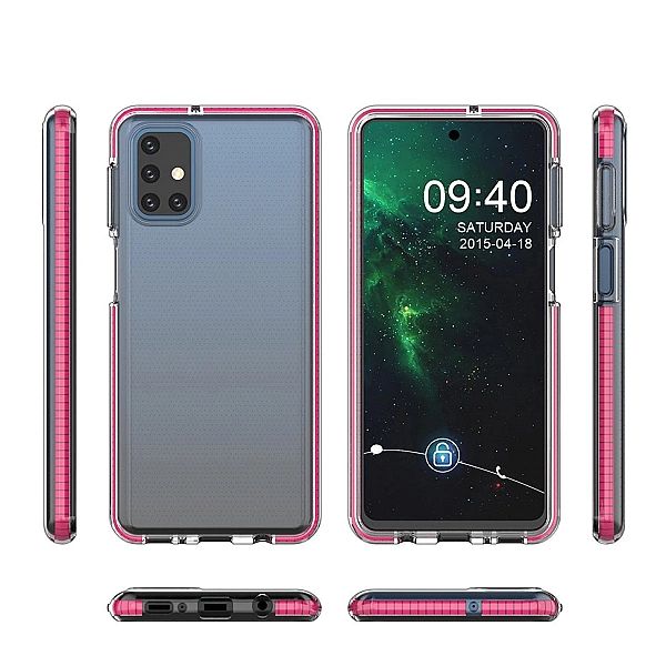 Etui Spring Case Żelowe z Ramką do Samsung Galaxy M31s jasnoróżowy