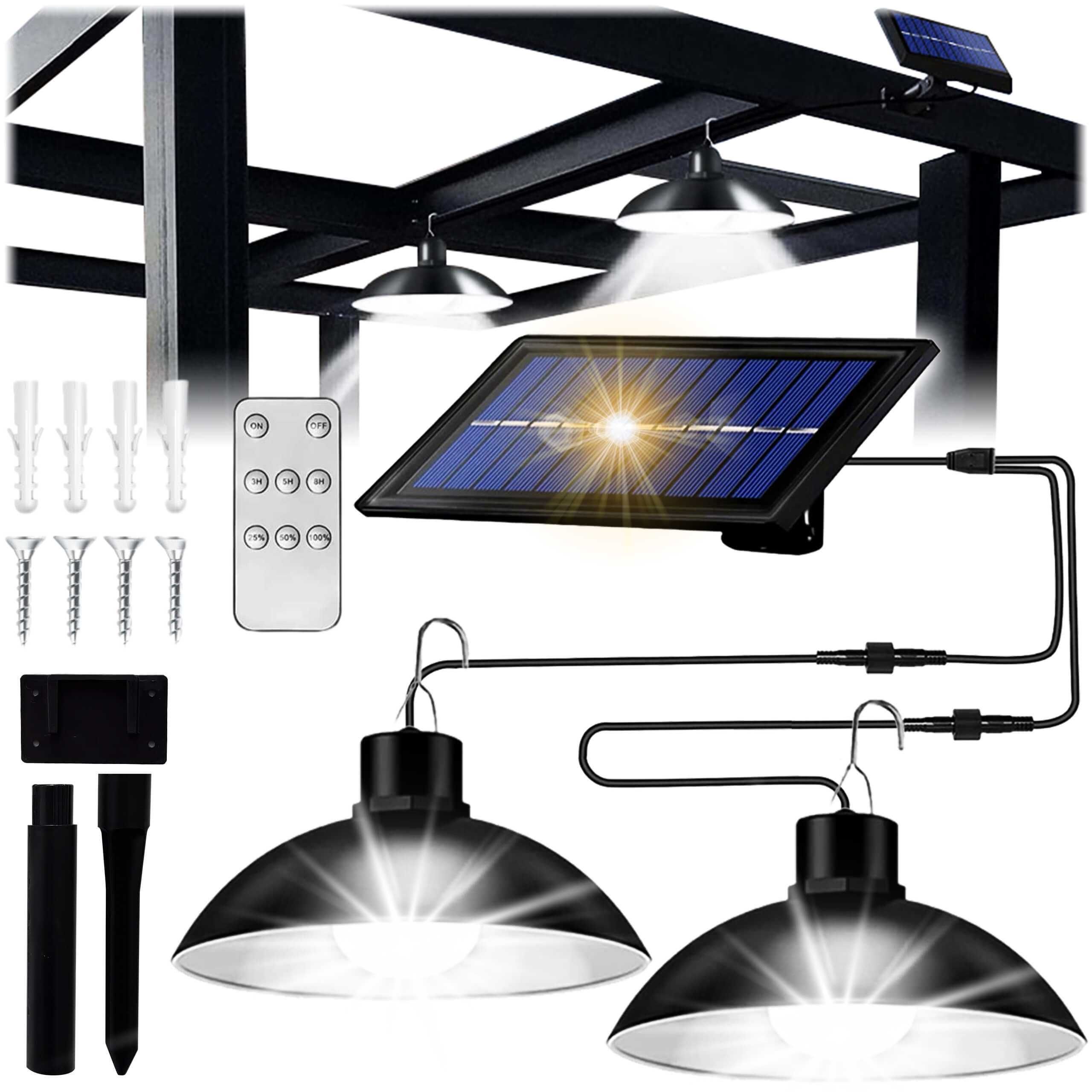 ZESTAW 2 x ŻYRANDOL Lampa Wisząca SOLARNA LED Z Czujnikiem  + PILOT