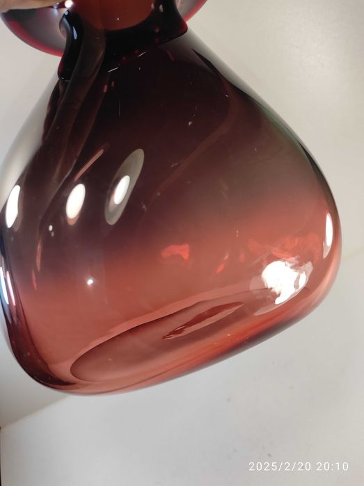 Wazon z kołnierzem butla Tarnowiec rubinowo-szary Szkło PRL